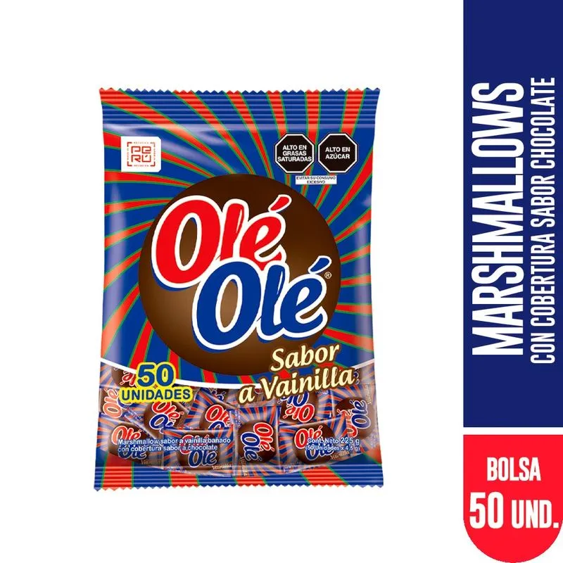 Marshmallow con Cobertura Sabor Chocolate Olé Olé 50un